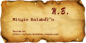 Mityin Balabán névjegykártya